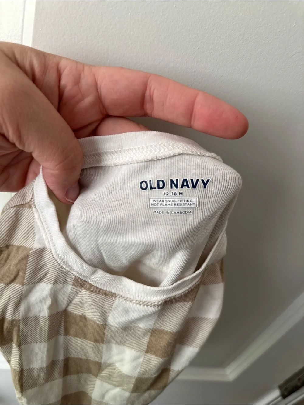 Old Navy Kids Cream & Brown Buffalo-Check Pajama Set